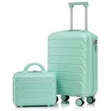 GLP Trolleyset Hartschalen Koffer S-M Set Reisekoffer Trolley, 4 Rollen, (Robustes Koffer-Set aus ABS-Hartschale, 2 tlg., 360° leisen Doppelrollen & verstellbarem Teleskopgriff), für Reisen, Wochenendtrips & Geschäftsreisen grün