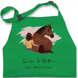 Kinderschürze Schürze Kinder Jungen - Pferd - Pferdemädchen Namen - Pferde Mädchen Geschenk - 2-6 Jahre - Grün - pferdemotiv pferden küchenschürze reiter zum selber gestalten kochschürze - 2-6 Jahre