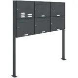 AL Briefkastensysteme 5er Premium Standbriefkasten grau inkl. Zeitungsfach
