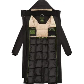 Navahoo Damen Wintermantel lang Parka warm Jacke mit Bindegürtel, Kapuze & Kragen Hokulanii