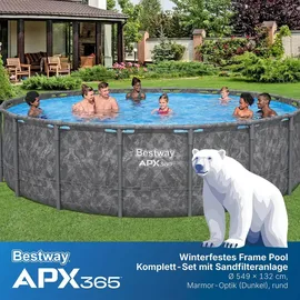 BESTWAY APX365TM Frame Pool Set Ø 549 x 132 cm inkl. Sandfilteranlage, Abdeckplane und Poolleiter