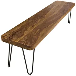 KADIMA DESIGN Esszimmerbank BAGLI Massiv-Holz Sitzbank Sheesham 160 x 45 x 40 cm Holz-Bank Natur-Produkt Küchenbank im
