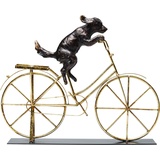 Kare Deko Objekt Dog With Bicycle Schwarz/Gold, Skulptur, Dekofigur, Dekoration für Wohnzimmer, Schlafzimmer, Büro, Regale, Accessoire 35,5x44x7,5 cm (H/B/T)