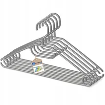 Kadax 5er Set Kleiderbügel aus Kunststoff, 360°drehbarer Haken, eingekerbte Schultern, Hosensteg, platzsparende, rutschfeste, Garderobenbügel für Hemd, Hosen, Rock, Jackenbügel (Grau 2) ...