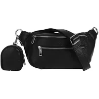 Samantha look Gürteltasche echt Leder, Made in Italy, schwarz