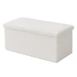 Relaxdays Sitzbank Teddystoff Weiß 38 x 76 x 38 cm