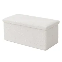 Relaxdays Sitzbank Teddystoff Weiß 38 x 76 x 38 cm