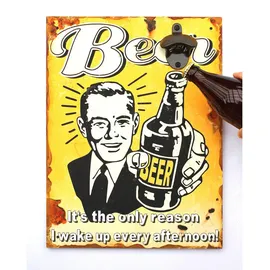 DanDiBo Ambiente Dandibo Wandbild Beer mit Flaschenöffner 40cm Bieröffner 21261 Wandflaschenöffner Öffner (21261 Gelb,