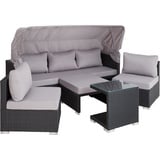 Polyrattan Lounge-Set schwarz