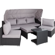 Tectake San Marino Polyrattan Lounge-Set schwarz