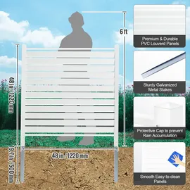 Vevor Lamellenzaun 122 x 122 cm Weiß PVC 2 St.