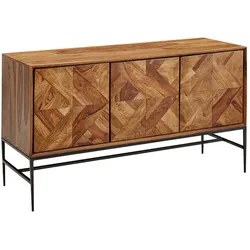KADIMA DESIGN Massivholz Sideboard Sheesham, 123x70x45 cm, Industrial-Design, Stauraum
