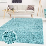 carpet city ayshaggy Shaggy Teppich Hochflor Langflor Einfarbig Uni Türkis Weich Flauschig Wohnzimmer, Größe: 150 x 150 cm Quadratisch