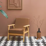 sweeek Vintage / skandinavischer Sessel aus Holz und Sperrholz - Sitzfläche aus Cord-Bezug- braun