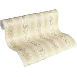 A.S. Creations A.S. Création Vliestapete Concerto 3 Tapete mit Ornamenten barock gestreift 10,05 m x 0,53 m creme gelb Made in Germany 335473 33547-3
