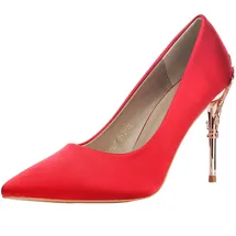 VAN HILL wealsex Damen Satin Pumps 10cm High Heels Klassische Stiletto Hochzeit Formal Office Party Pumps - 39 EU