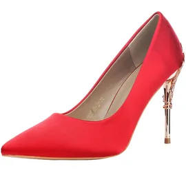 VAN HILL wealsex Damen Satin Pumps 10cm High Heels Klassische Stiletto Hochzeit Formal Office Party Pumps - 39 EU