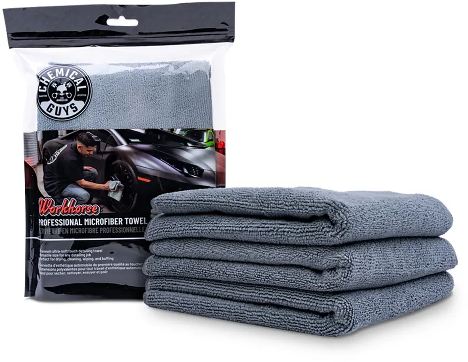 Chemical Guys Workhorse Professional Microfiber Towel Grey 40x40 cm 3 Stück