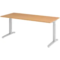 Bümö Schreibtisch Buche, Silber, Nachbildung,Buche, Rechteckig, 180x74x80 cm, FSC