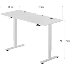 Juskys Schreibtisch 140x60cm - Elektrisch stufenlos verstellbar Bürotisch Sitz- - Weiß