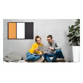 ALLboards 3-in-1-Kombitafel: Whiteboard, Kreidetafel magneitsch, Kork 90×60 cm + Zubehör