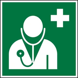 Rettungszeichen, Arzt E009 - ASR A1.3 (DIN EN ISO 7010) - 200x200 mm Folie selbstklebend, nachleuchtend