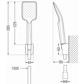 Mexen Aries R62 Wannenbatterie mit Brausegarnitur, Schwarz - 74483R62-70 - Schwarz