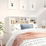 vidaXL Bett-Kopfteil mit Ablagen Weiß 120x19x103,5 cm