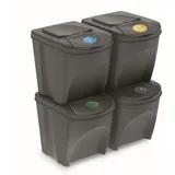 Prosperplast Set mit 4 100-l-Prosperplast-Sortibox-Kunststoff-Recyclingbehältern in Grau