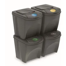 Prosperplast Set mit 4 100-l-Prosperplast-Sortibox-Kunststoff-Recyclingbehältern in Grau
