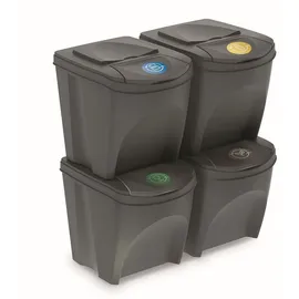 Prosperplast Set mit 4 100-l-Prosperplast-Sortibox-Kunststoff-Recyclingbehältern in Grau