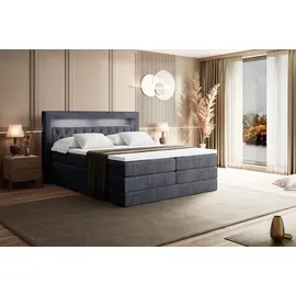 altdecor Boxspringbett NOEL GOLD KING - 160x200 - H3/H4 - Dunkelgrau