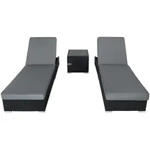 Jardí Sonnen-Liegestuhl-Set 3-Stück 200 x 60 x 80 cm Schwarz