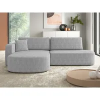 MIRJAN24 Ecksofa Zerte Cord, mit Bettkasten und Schlaffunktion, 252x175x72-82 cm, Holzkonstruktion grau