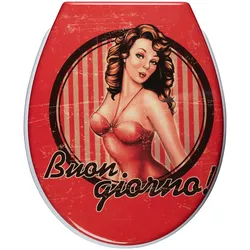 WC-Sitz ADOB "Buongiorno", rot, B:37cm H:5cm L:44cm, Duroplast, Edelstahl, WC-Sitze, Absenkautomatik, zur Reinigung abnehmbar