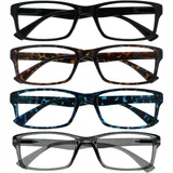 The Reading Glasses Company Die Lesebrille Unternehmen 4er-Pack Leser Schwarz Braun Blau Grau Designer Stil Herren Damen Lesehilfe RRRR92-1237 +1,00
