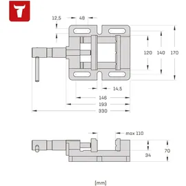 Stier Maschinenschraubstock Backen-B. 120 mm Spann-W. 110 mm