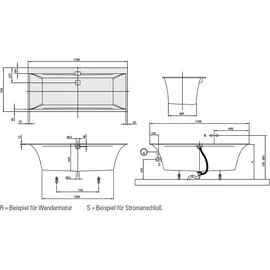 Villeroy & Boch Squaro Edge 12 Rechteck-Whirlwanne 75 x 170 cm (UCE170SQE2A1V01)