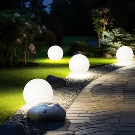 just light. LED Kugelleuchte 2er Set Kunststoff 40x40x71 cm mit Kabel und Spieß weiß