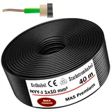 MAS-Premium® Erdkabel Deutscher Marken-Elektrokabel Ring zur Verlegung im Erd- und Außenbereich Standard Starkstromkabel (NYY-J 1x10 mm2, 40m)