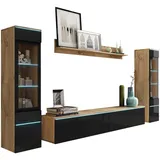 P & B Wohnwand Vera, 4-tlg. ca. 240x130 cm, Eiche Wotan,