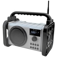 Soundmaster DAB80SG Baustellenradio DAB+ Bluetooth Akku IP44 spritzwassergeschützt Baustellenradio (DAB+, MW, PLL-UKW, FM, AM, Baustellenradio, ABS-Gehäuse, IP44 Spritzwasserschutz) grau|silberfarben