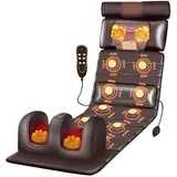 MENAYODA Massagematte mit Wärmefunktion, Akupressurmatte Ganzkörpermassagematte Verstellbarer Lendenairbag, Massagekissen für Linderung von Nacken- und Rückenschmerzen, 063