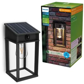 Philips Außenwandleuchte Solar 28,0 cm Glas Kunststoff Metall inkl. Bewegungsmelder schwarz