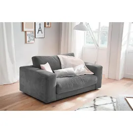 KAWOLA Doppelsessel MADELINE Cord 170 x 86 x 127 cm Grau mit Kissen und Rollen