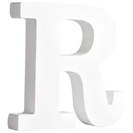 Rayher MDF-Buchstabe R, weiß, 10,7 x 11 cm, Stärke 2 cm, 3D-Buchstaben Holz, Holz-Buchstaben FSC zertifiziert, 64557102