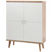 Furn.design Highboard weiß Eiche Riviera skandinavisch 107 x 134