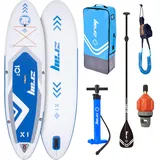 Zray X1 SUP blau Kunststoff, Grafikmuster, Bootsförmig, 81x15x310 cm unisex, Freizeit, Pools und Wasserspaß, Stand Up Paddle Board Komplettset mit Paddel Pumpe Transporttasche Sicherheitsleine