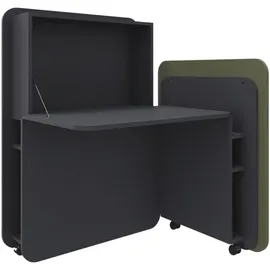 FM Helmets fm FLATup Sekretär graphit/ dunkelgrün rechteckig, schwarz 107,0 x 41,5 - 91,0 cm
