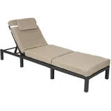 Mendler Poly-Rattan Sonnenliege HWC-A51, Relaxliege Gartenliege Liege Premium anthrazit, Kissen creme